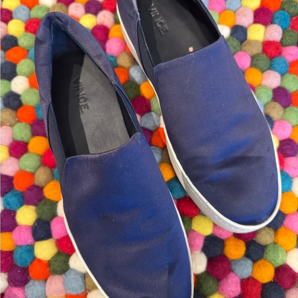 Vince Women's Satin Blue Slip-On Sneakers!